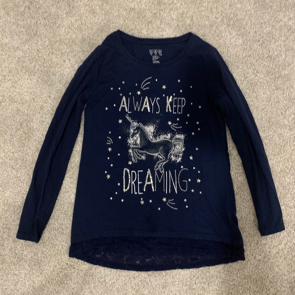 10-12 navy and silver long sleeve shirt